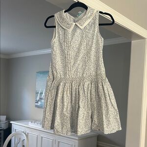 Floral Kids Dress in Cream and Blue